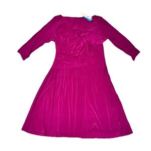 B-Slim 1X Fusha Dress NWT Plus Size 3/4 Sleeve Body Shaping Stretch Bodycon New